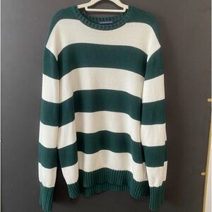 Brandy Melville Green & Cream Striped Sweater